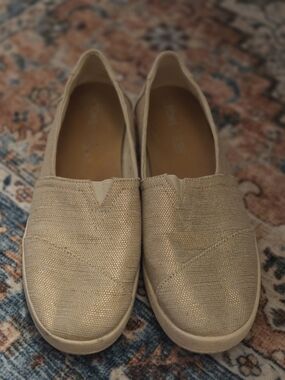 Toms Metallic Gold Slip-On Flats